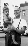 George A. Gamblin with son Sandy in 1949