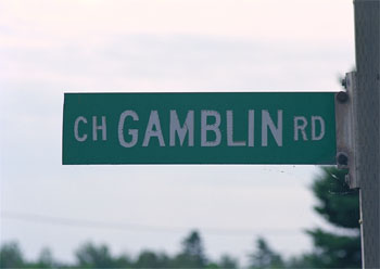 Gamblin Road Sign in Cole's Island, NB, Canada